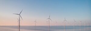floating offshore wind farm near the horizon